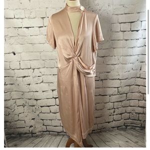 Zara Women’s blush satin knot Midi dress Size Small